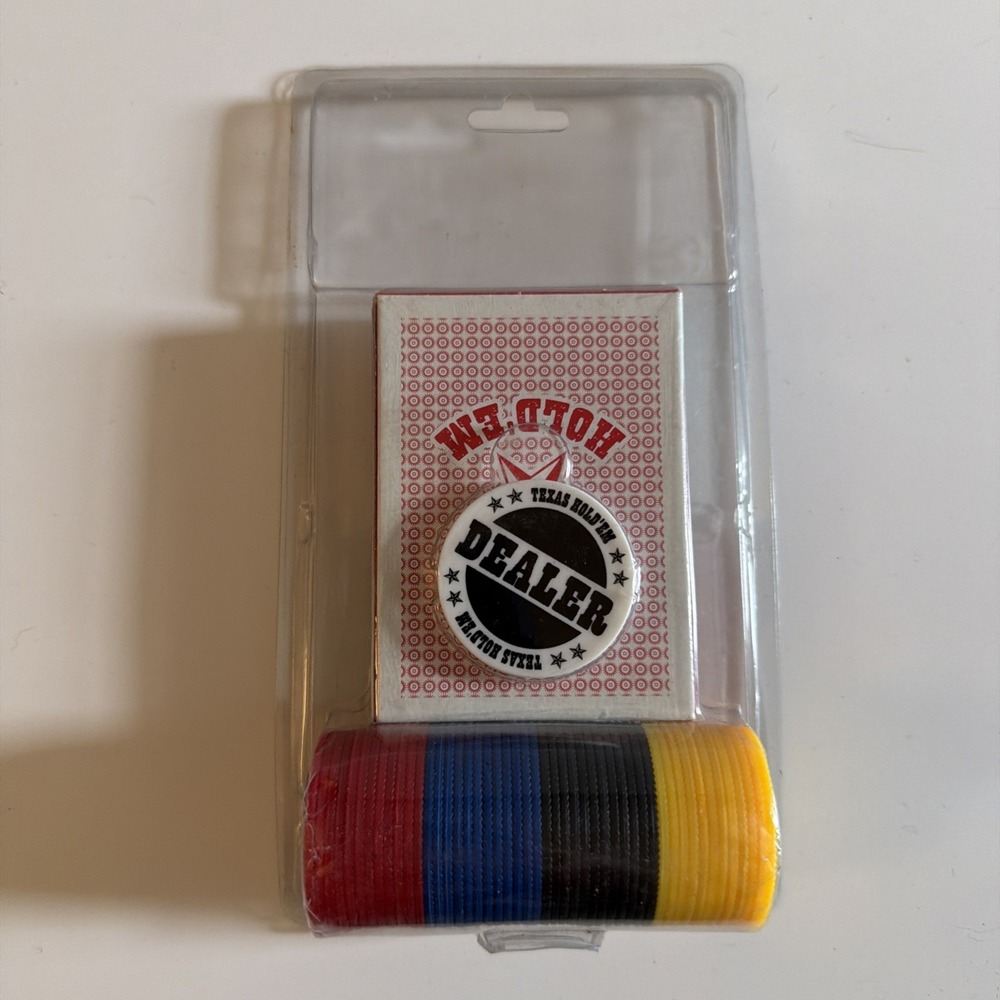 Travel Poker Set Texas Hold'em Cards Chips New Sealed